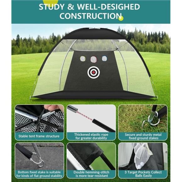 Golf Net: 10x7FT Golf Practice Net for Backyard Driving, Golf Hitting Net - Picture 6 of 7